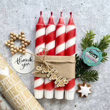 Lade das Bild in den Galerie-Viewer, Dip Dye Kerzen Swirl | Zuckerstange Weihnachten rot | 4er Set