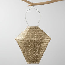 Lade das Bild in den Galerie-Viewer, LED Solar Laterne Sashiko Diamant 28 cm in gold