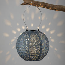 Lade das Bild in den Galerie-Viewer, LED Laterne Folia rund - 20 cm - Graublau