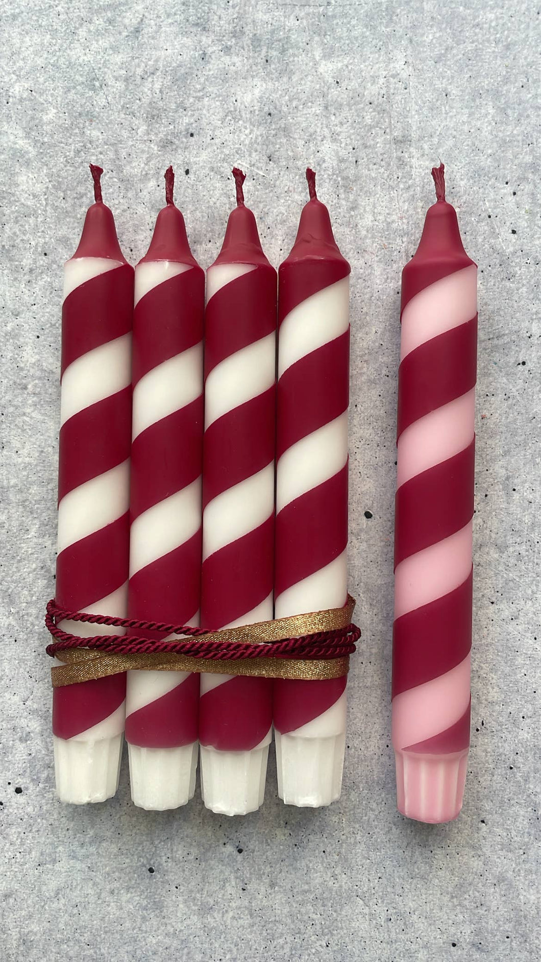 Swirl Kerze Bordeaux-rosa | Trend Weihnachten | 4er Set