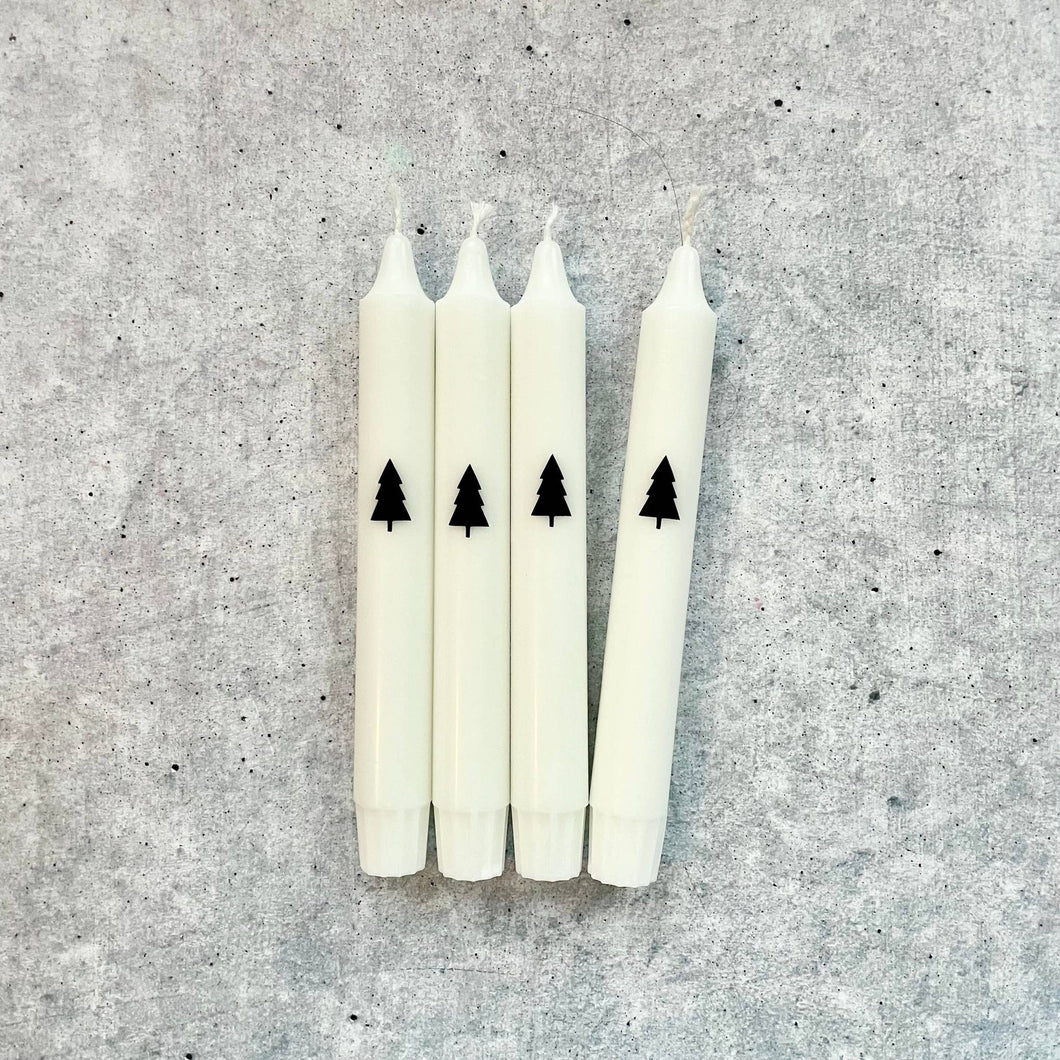Dip Dye Kerzen | Weihnachten Tanne schwarz-weiß | 4er Set