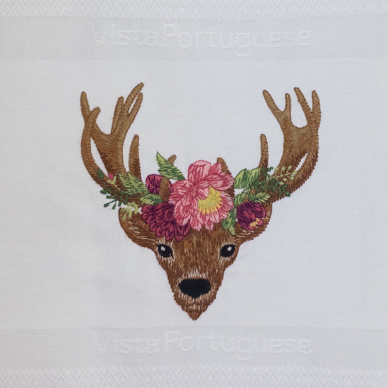 Geschirrtuch Hirsch mit Blumen - Vista Portuguese