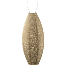 Lade das Bild in den Galerie-Viewer, LED Laterne Paisley lang oval 20 cm in gold
