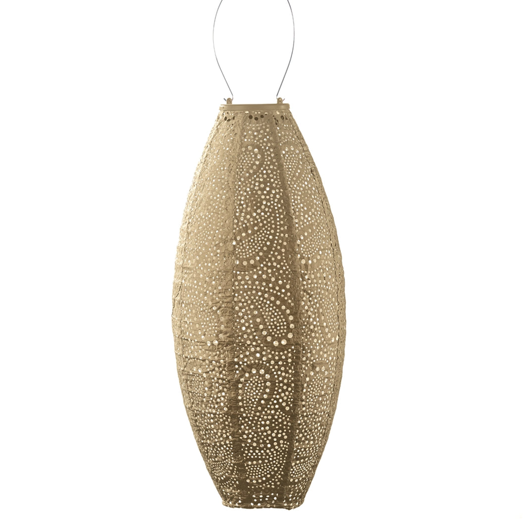 LED Laterne Paisley lang oval 20 cm in gold