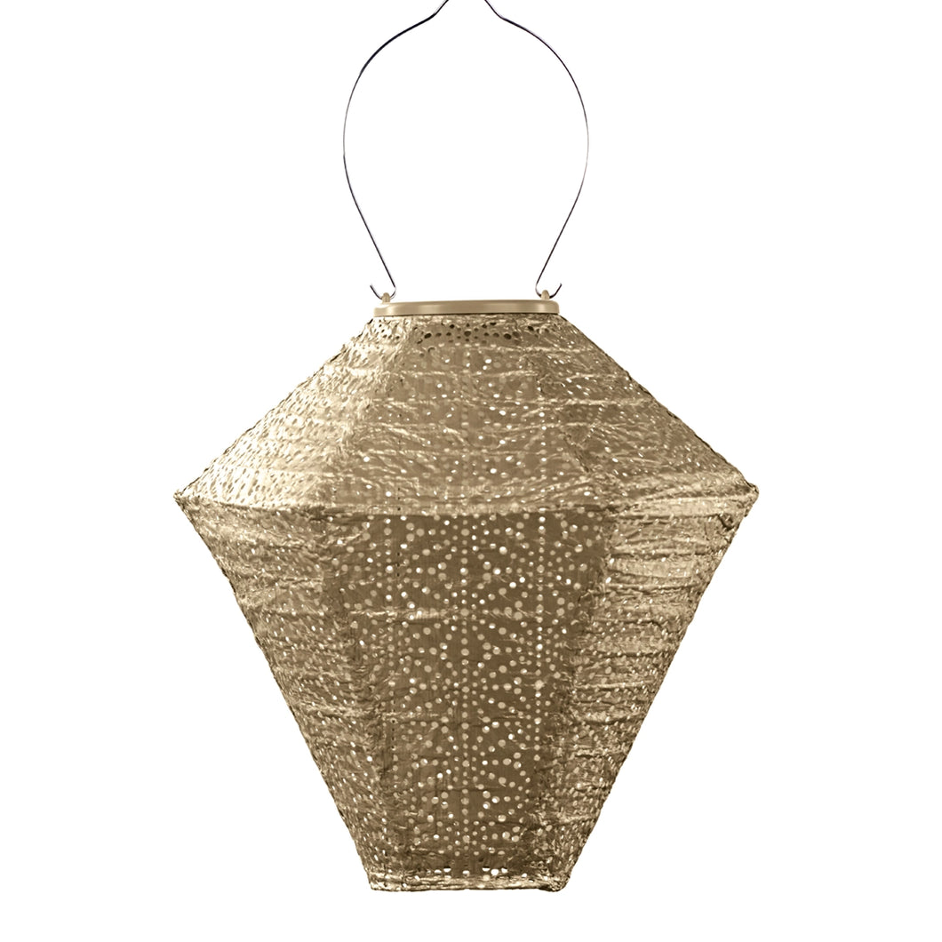 LED Solar Laterne Sashiko Diamant 28 cm in gold