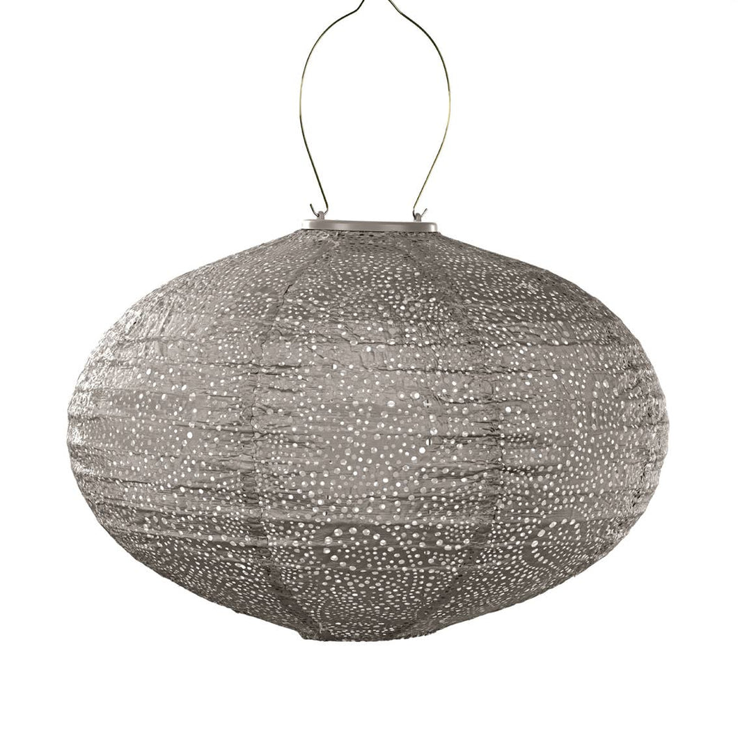 LED Solar Laterne Paisley Oval - 40 cm - Taupe