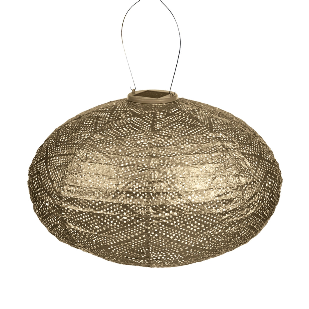 LED Solar Laterne Ikat oval 40 cm in gold