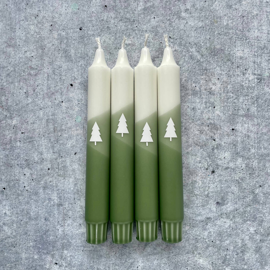 Dip Dye Kerzen | Weihnachten Tanne olive | 4er Set